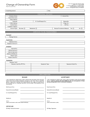 Change of Ownership Form