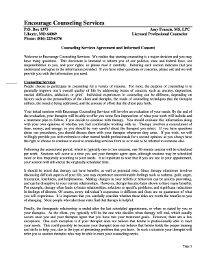 Counseling Services Agreement and Informed Consent
