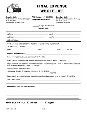 United Home Life Insurance Application