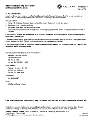 Group Life Insurance Claim Form