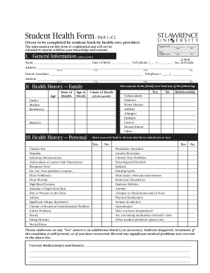Student Health Form