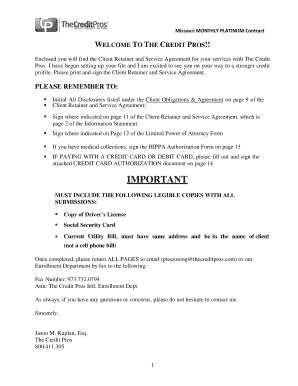 Missouri Monthly Platinum Credit Repair Contract