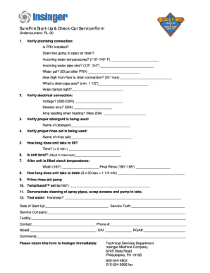SureFire Start-Up & Check-Out Service Form