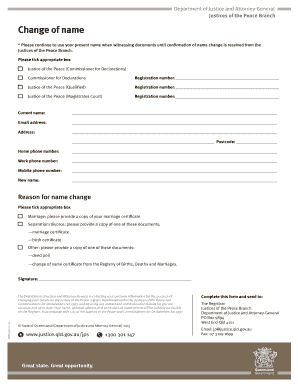 Queensland Justice of the Peace Name Change Form