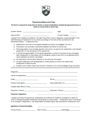 Prescription Medication Form