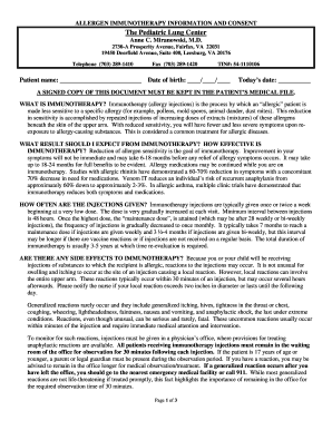 Allergen Immunotherapy Information and Consent