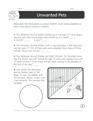 Westview Animal Shelter Math Problems