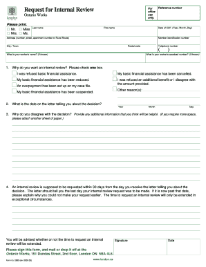 Ontario Works Internal Review Request