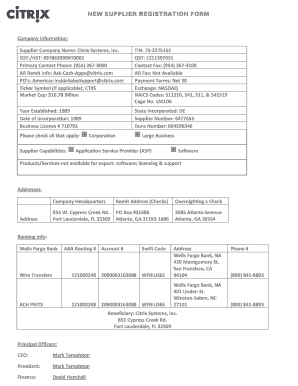 New Supplier Registration Form