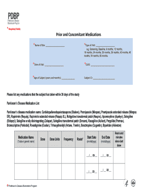 Parkinson's Disease Medication Form