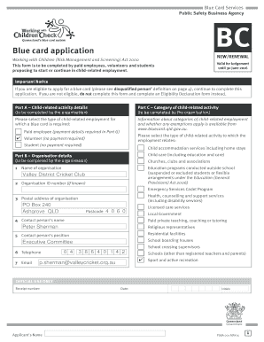 Queensland Blue Card Application