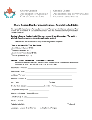 Choral Canada Membership Application