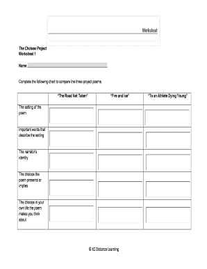 The Choices Project Worksheet