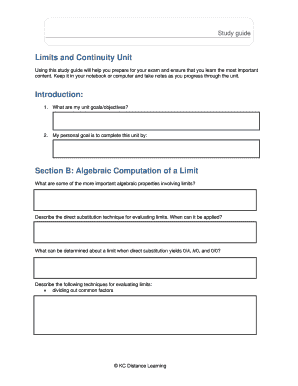 Limits and Continuity Study Guide