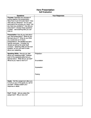 Joint presentation self evaluation form - Hero Presentation Self Evaluation - Aventa Learning