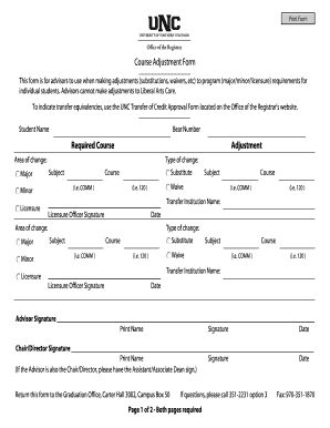 Course Adjustment Form