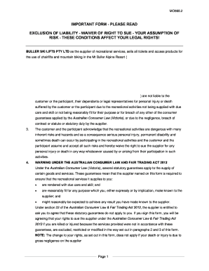 Mountain Biking Liability Waiver Form