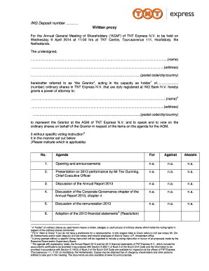 TNT Express N.V. Proxy Form