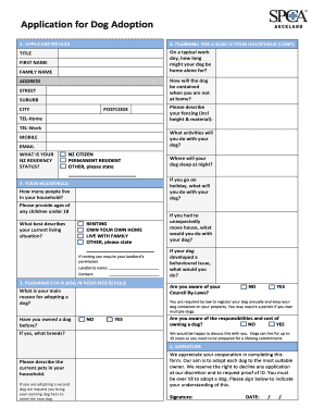Dog Adoption Application Form