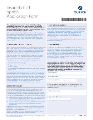Insured Child Option Application Form