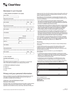Decrease in Sum Insured Form