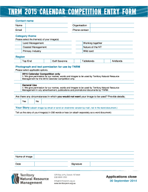 TNRM 2015 Calendar Competition - territorynrm org