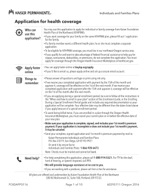 Kaiser Permanente Health Plan Application
