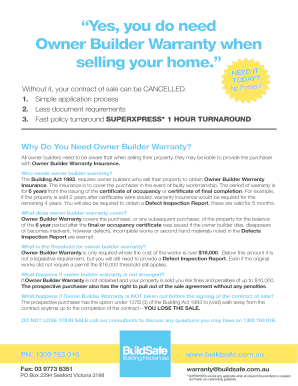 Owner Builder Warranty Insurance Proposal
