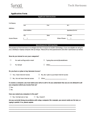 Tech Horizons Application Form