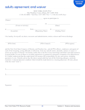New York State PTA Activity Participation Waiver