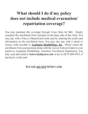 Texas State University International Academic Emergency Services Enrollment Form