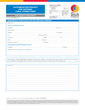IFEMA Call Centre Authorization Request