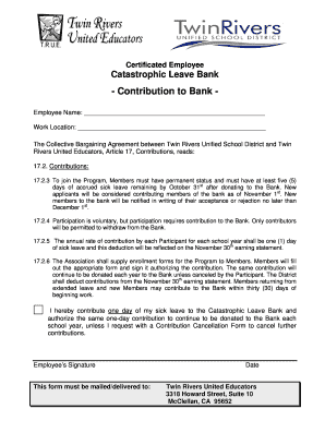 Catastrophic Leave Bank Contribution Form