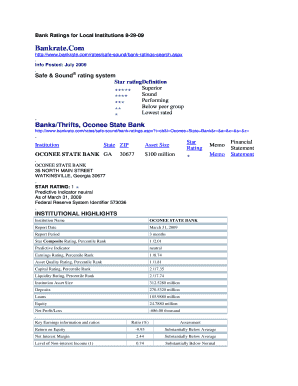 Fillable Online Avoc Bank Star Ratings For Oconee Area Insutions Fill Online