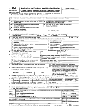 SS4 Form for EIN Application
