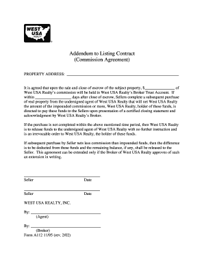 Addendum to Listing Contract