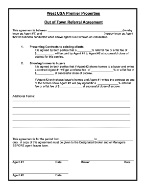 Out of Town Referral Agreement