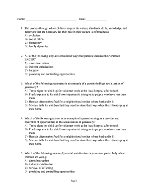 Child Socialization Quiz