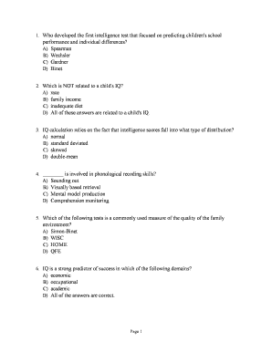 Psychology Intelligence Test