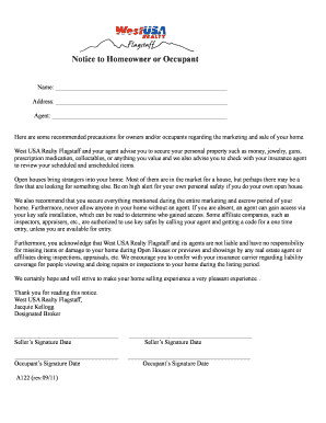 Notice to Homeowner or Occupant