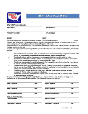 Short Sale Disclosure Agreement