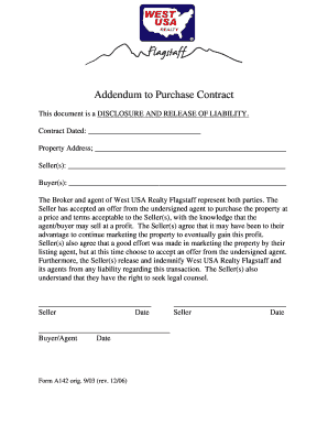 Addendum to Purchase Contract