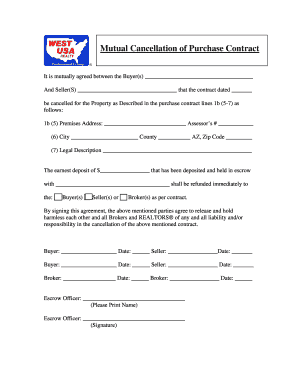 Mutual Cancellation of Purchase Contract