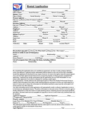Rental Application Form