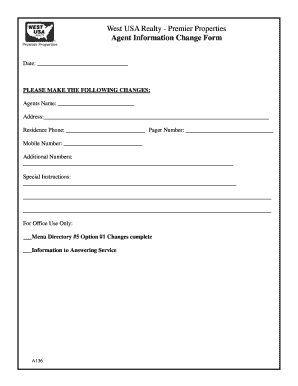 Agent Information Change Form
