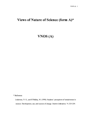 Views of Nature of Science Form A