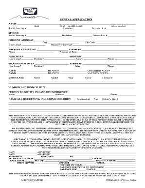 Rental Application Form