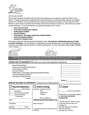 Salt Lake Education Foundation Donation Form