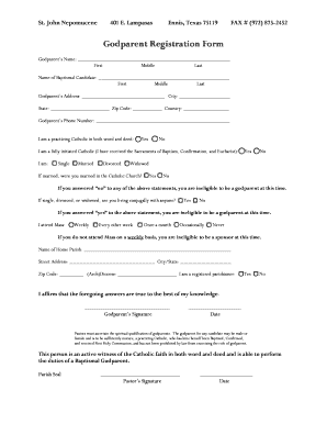 Godparent Registration Form