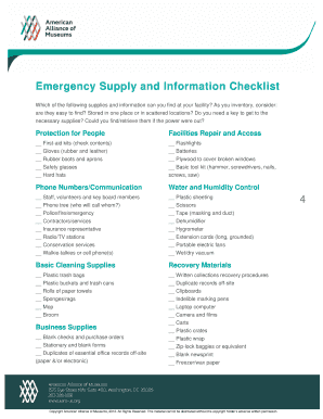 Emergency Supply and Information Checklist